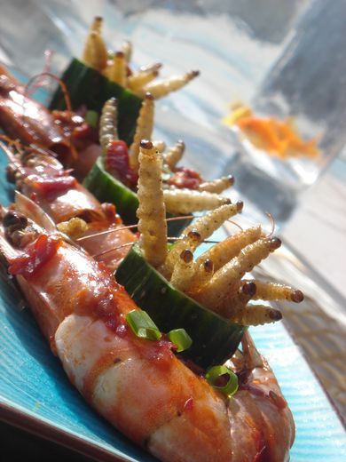 辣味鲜虾焗竹虫的做法