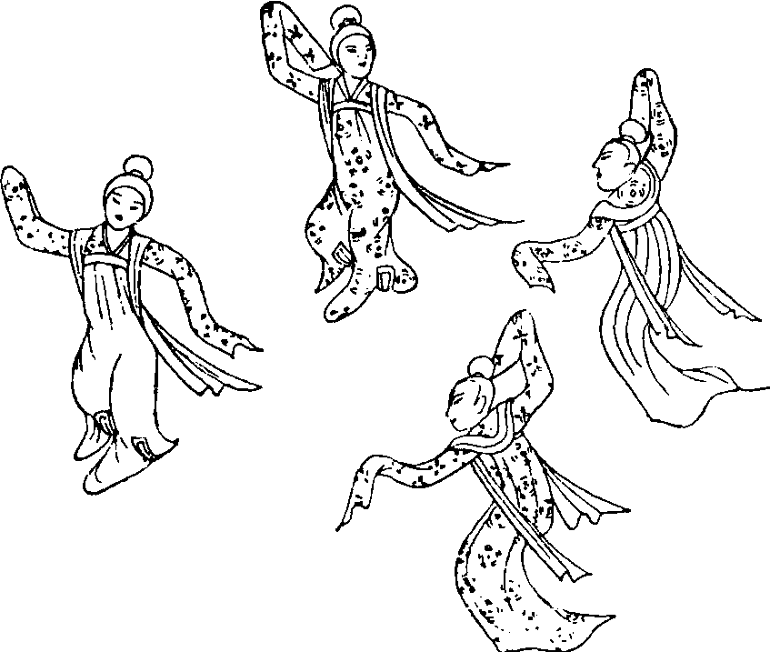 敦煌壁画中的乐舞.见于晚唐第156窟的"宋国河内郡夫人宋氏出行图".