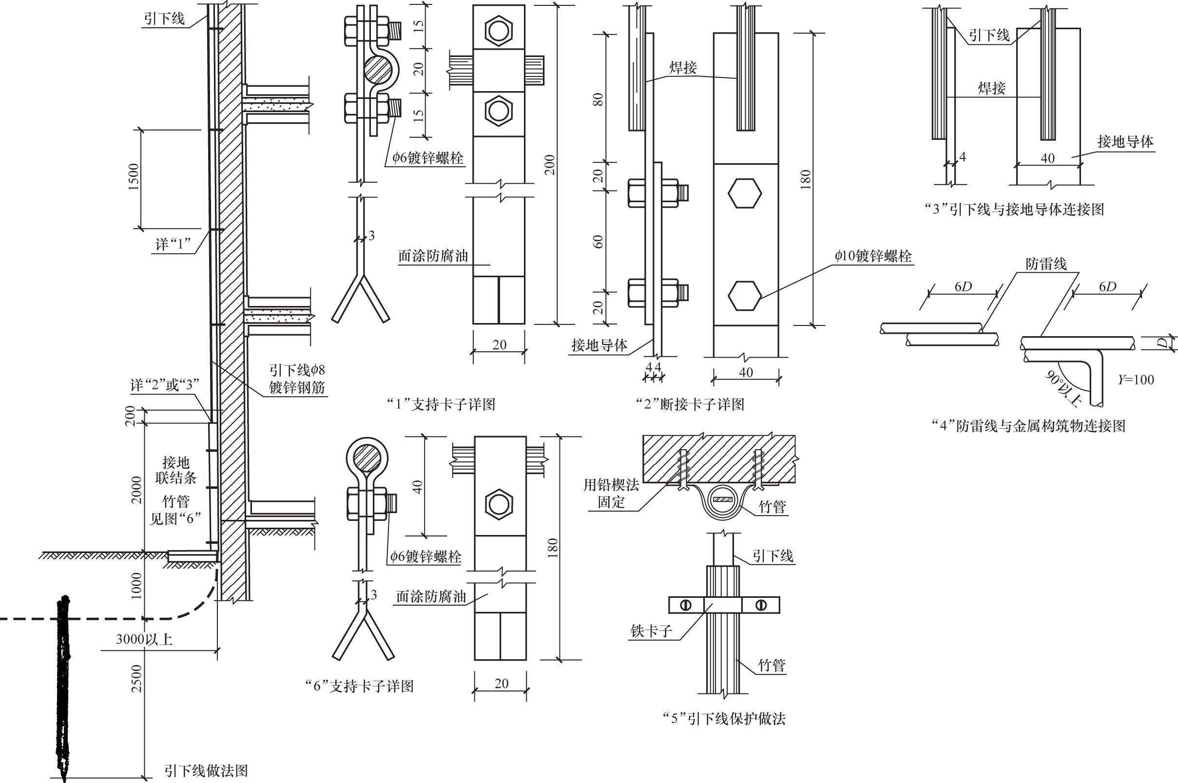 pd5-2-13 防雷引下线沿墙引下的安装